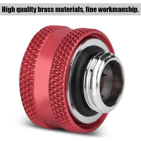 Lot de 4 raccords à compression pour refroidissement par eau, compatibles avec les tubes rigides en acrylique de diamètre extérieur 16 mm (rouge). (1/5)