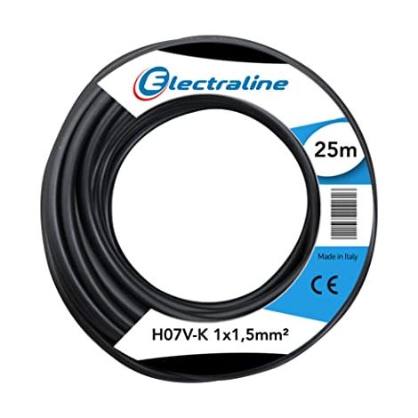 Electraline 15072 Cavo Unipolare N07V-K, Sezione 1x1.5 mm, 25 mt, Nero (1/2)