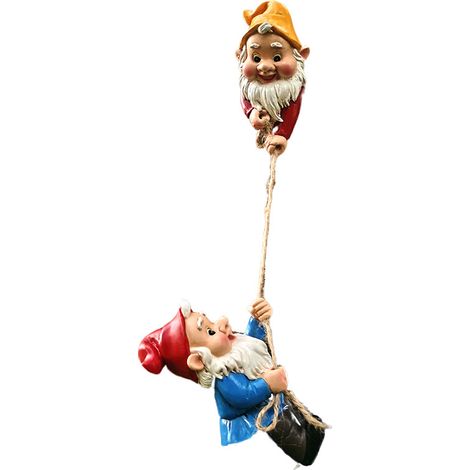 Statue de nain de jardin, nain de jardin grimpant à l'arbre extérieur, artisanat de décoration de pelouse en résine drôle, décoration intérieure extérieure, décor de sculpture de jardin de cour. 1 pc (1/5)