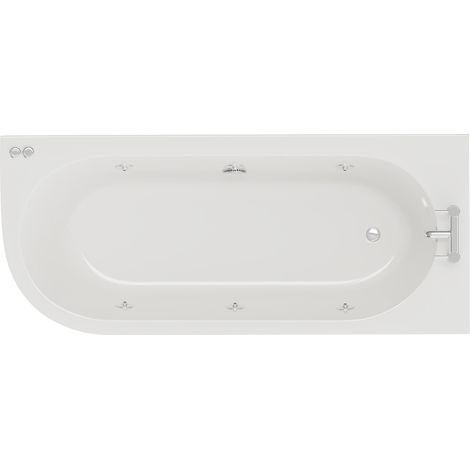 Arc 1700mm x 750mm 6 Jet Chrome V-Tec Right Hand Curved Whirlpool Shower Bath with White Acrylic Front Bath Panel (1/5)