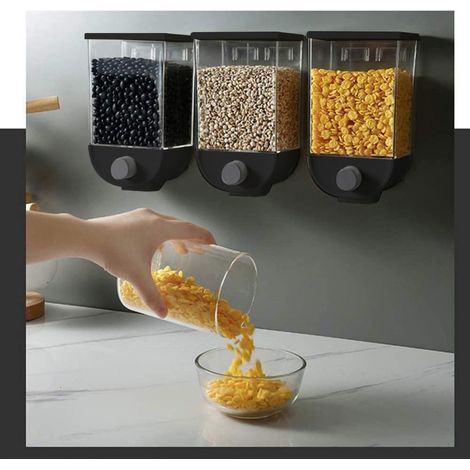 10243 Dispensador envase 1 Kg dispensador de cereales frutos secos y legumbres  Color: Negro