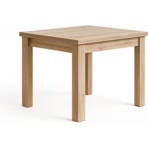 Tavolo "Regulus" con struttura stabile in legno MDF per arredo interno 90/180 x 90 x h 76 cm -Olmo Perla (1/4)