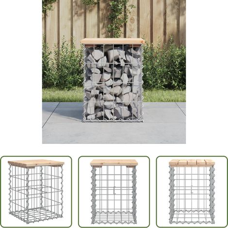 vidaXL Gabionenbank - Gartenbank aus Gabionen 33x31x42 cm Massivholz Kiefer (1/5)