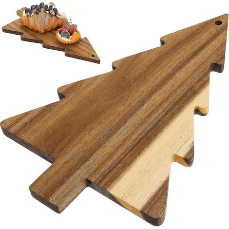 Planche à fromage en bois, planche à charcuterie, planche à découper, plateau de service en forme de sapin de Noël pour viande, fromage, légumes, fruits (15 L) (1/2)