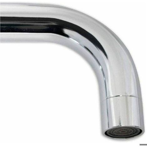 Bec de rechange pour robinet d'évier - Nosheir - Chrome poli - Carré - 26 cm - Laiton chromé - Raccord 2,7 cm (1/2)