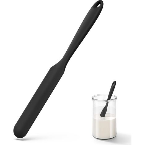 Spatule fine en silicone de 25 cm (10 pouces) - Résistante à la chaleur jusqu'à 315 °C (600 °F) - Flexible - Idéale pour le beurre de cacahuète, la confiture et le glaçage - Noire (1/4)