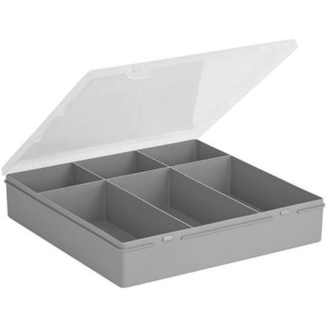 Wham Organiser Box 10.03 Square 29cm with 6 Divisions Soft Grey/Clear