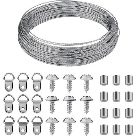 Kit de suspension pour tableaux, 30 m / 99 pi, fil et crochets robustes.-AquaForge (1/5)