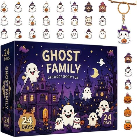 Pendentif 2D en acrylique avec compte à rebours d'Halloween (24 jours) - Calendrier de l'Avent pour femmes, hommes, adolescents (1/5)