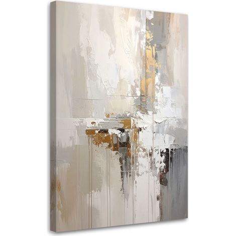 Impression sur Toile, Abstraction beige et grise,20x30 (1/4)