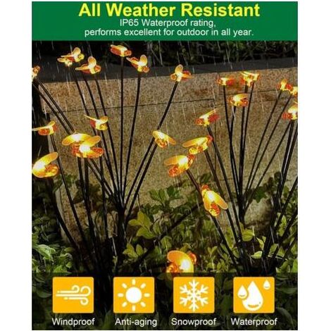 Set mit 4 kleinen Solar-Bienenlichtern für den Außenbereich, LED-Solarleuchten mit Glühwürmchenstecker, kleine solarbetriebene Bienenlichter, Solarleuchten für den Außenbereich, Solarleuchten für den (1/3)