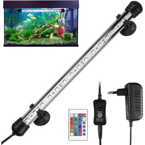 Éclairage d'aquarium de 28 cm - Avec télécommande - Couleur réglable - IP68 - Entièrement étanche - Éclairage LED d'aquarium - Convient pour les plantes d'aquarium et les poissons (1/5)