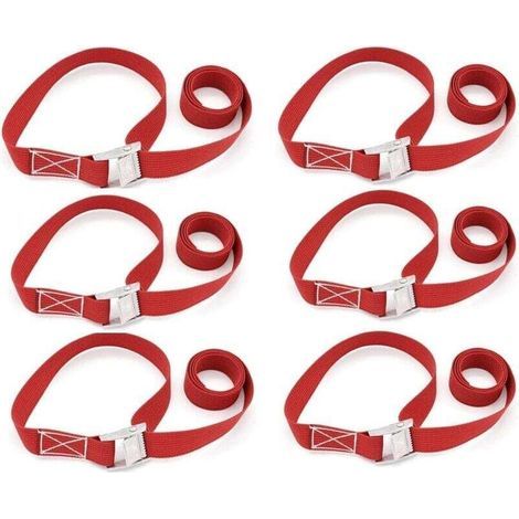 Ulisem6 Pièces Sangle d'Arrimage, Sangles de Fixation Réglables Cliquet, Sangle Porte Velo attelage Set de Sangles Fixes avec Sac de Transport, pour Moto, Voiture, Remorque, Bagages, Cargais(100cm,Rou (1/4)