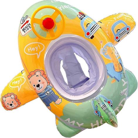 Bouée gonflable pour enfants en forme de voiture mignonne, avec poignée, jaune. (1/5)