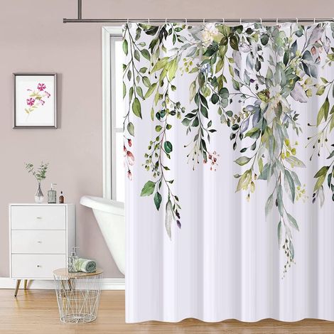 Filiyano-Rideau de douche fleuri avec crochets, rideau de douche imperméable en polysilicone (1/5)