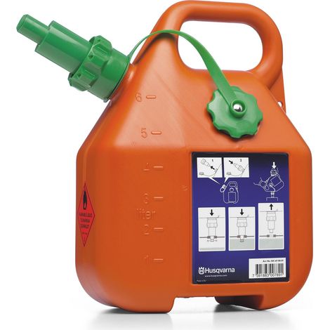 Husqvarna Benzinkanister 6 Liter, orangefarbener Tropfverschluss