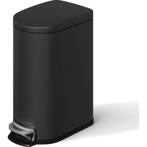 Pedal Bin - Narrow Bathroom - Black, 10L - for Bathroom, WC, Home (1/5)