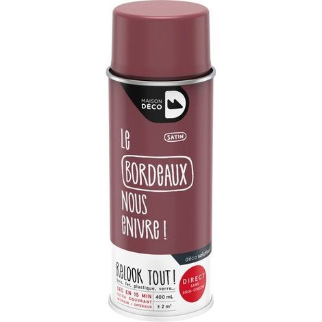 Peinture aérosol Relook tout MAISON DECO bordeaux satiné 400 ml