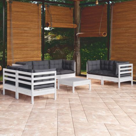 Muebles de jardín 8 pzas con cojines madera maciza de pino vidaXL (1/5)