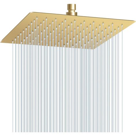 Duschkopf Regendusche 25cm Gebürstetes Gold, Edelstahl, Wassersparend, Anti-Kalk-Düsen (1/5)