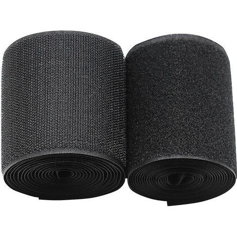 Extra großes Klettband (10 cm x 2 m) zum Aufnähen von Streifen auf Stoff, nicht klebendes schwarzes Nylonband für Kabelmanagement, Nähen, L (1/5)