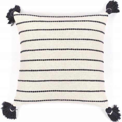 Dekokissen mit Pompons Dotted line, Baumwolle, 45 x 45 cm