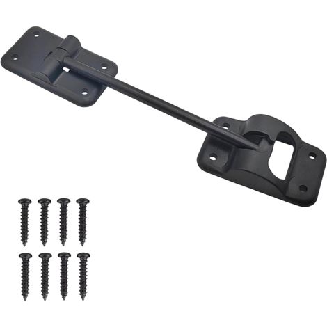 Support de fixation pour porte de camping-car (1 pièce, 8 vis incluses) - Butée de porte extérieure - Crochet de porte extérieure - Espace de rangement supplémentaire - Noir (1/5)