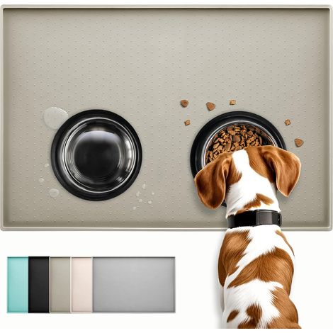 Tapis de Nourriture pour Chien et Chat de Silicone, Design antidérapant, Bord surélevé pour éviter Que l'eau ou la Nourriture ne se renverse, Passe au Lave-Vaisselle, Facile à Nettoyer (1/5)