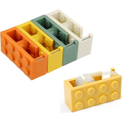 4 Stück Klebebandabroller, nachfüllbarer Desktop-Klebebandabroller, Klebebandhalter für Zuhause, Büro und Restaurants, Gelb, Orange, Weiß, Grün, Klebeband nicht im Lieferumfang enthalten