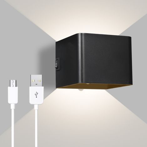 Ortviai Applique murale USB 5 W avec capteur de mouvement infrarouge et capteur de luminosité, batterie rechargeable 2000 mAh (1/4)