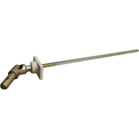 Sortie de caisson 45° pour volet roulant – Entrée mâle Ø11,9 mm – Sortie C6 – Longueur 305 mm – Carré de 6 mm – Geiger