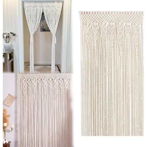 Rideau en Macramé, Tenture Murale en Macramé 100x200 Cm Rideau Boho Fait à La Main Tenture Murale Boho Macramés Rideaus De Porte Rideauxs Bohos pour La DéCoration Murale De La Maison (1/5)