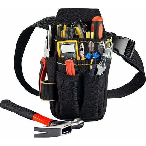 Vtizikl Sac À Outils Ceinture Professionnel, 25,5 X 12,5 X 3 Cm, Noir, 14 Poches, Matériau Épaississement Double Couche Étanche 900D Oxford, Pour Électriciens, Personnel De Maintenance Technique, Nett (1/4)