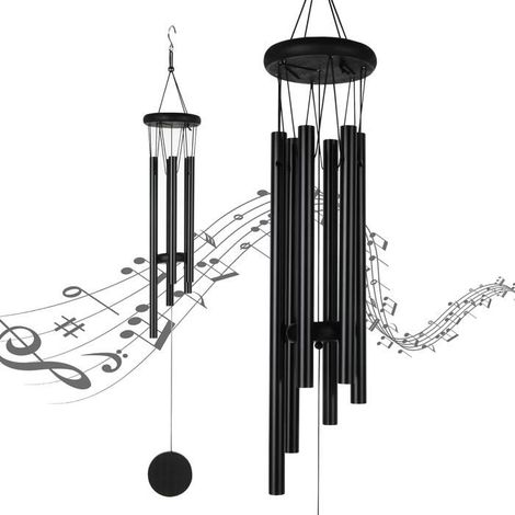 HOXILEELEOCarillon à Vent de Jardin, 6 Tubes Carillons éoliens en Métal, Bells Carillon éolien Cloches pour Extérieur, Noir (1/5)