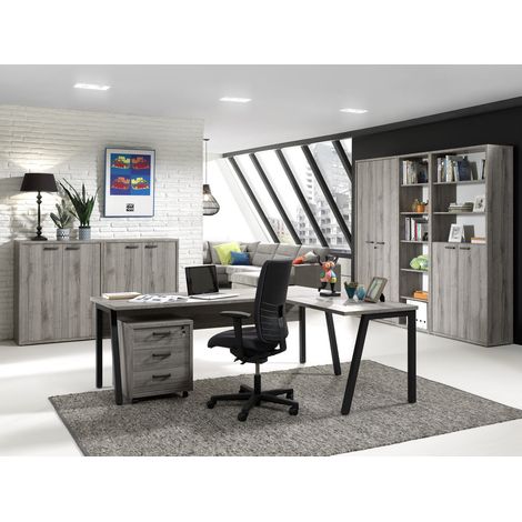 Ensemble de bureau contemporain gris Carlos (1/5)