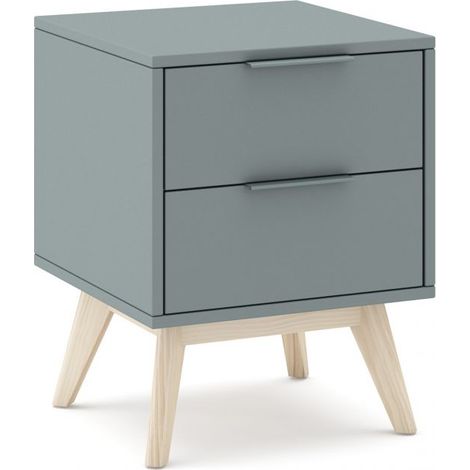 Mesita de noche Numa 2 cajones Verde Salvia - Oak Soft (ancho) x 53cm (alto)