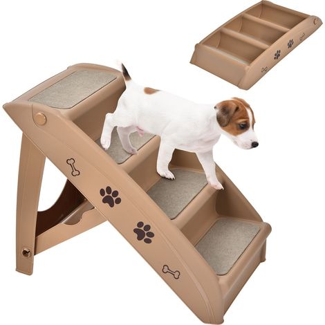 COSTWAY Foldable Dog Step Lightweight Access Portable Pet Stairs W/ Non-slip Footpads (1/5)