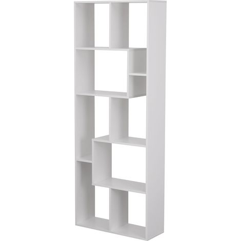 Happy Garden – Bibliothèque 8 étagères multiformes blanche – Dimensions L 67 × l 25 × H 175,3cm – Structure en MDF – Poids max 10kg par étagère