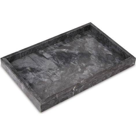 1 Plateau Marbre Naturel Noir 30x20x3cm Surface Lisse Décoratif Salle De Bain Cuisine Bureau