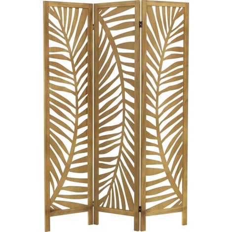 ML-Design Paravent Intérieur Fukuoka, Naturel, 170x121 cm, en Bois, à 3 Panneaux Pliables, Cloison de Séparation Décorative Séparateur de Pièce Diviseur Écran d'Intimité Vestiare Protection Visuelle