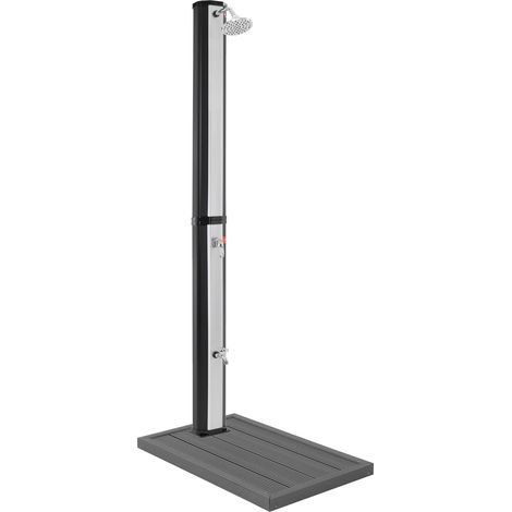 ML-Design Douche Solaire 35 L 217 cm Carré Argent-Noir avec Plaque de Sol Gris Foncé, Incl. Douchette à Pied et Pommeau de Douche à Effet Pluie Eau Chaude jusqu'à 60°C Raccord pour Tuyau d'Arrosage (1/5)