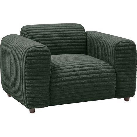 Fauteuil en velours côtelé grosses côtes vert POGNI de Maison Céphy (1/4)