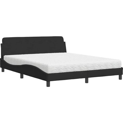 Lit double  Lit adulte  Lit avec matelas Dover noir 160x200 cm velours (1/5)