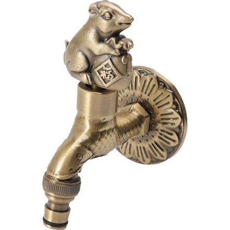 Robinet sculpté Antique en Bronze et cuivre, carpe rétro antirouille, robinet de jardin extérieur pour toilettes en écureuil (1/5)