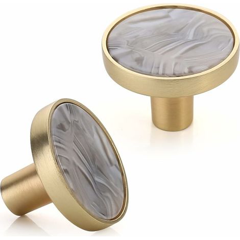 Set of 8 Brass Cabinet Knobs Cupboard Knobs for Kitchen, Bathroom, Bedroom, Office(Rock Ash,32mm)