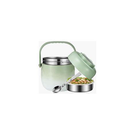 Contenitore termico per alimenti da 1200 ml, contenitore termico per alimenti, thermos per alimenti in acciaio inox, contenitore riscaldante in acciaio inox per scuola, campeggio, verde sfumato - Crez