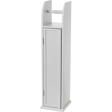 Dérouleur Papier WC + Rangement Stock Rouleaux Bois MDF Blanc