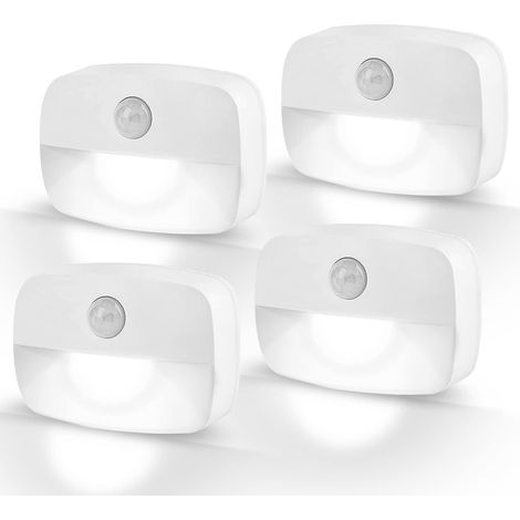 LED-Nachtlichter mit Bewegungsmelder, 4er-Set, Innenbeleuchtung für Flure, Schränke und Kinderzimmer, kaltweißes Licht