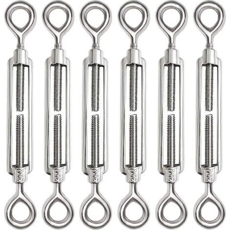 6-teiliges M6-Seilspannschrauben-Set, verstellbare Seilspannschrauben aus Edelstahl 304, Öse und Öse für Drahtspanner, Stahlseil, Seilhaken, Spannerzubehör (1/5)