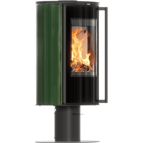 Freistehender Kaminofen ERIK/N 5,5 kW 150 grüne Kachel, mit Türfeder (1/5)